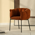 Kit 2 Cadeiras Joy Estofada Em Tecido Bouclé Terracota E Azul