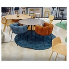 Kit 2 Cadeiras Joy Estofada Em Tecido Bouclé Terracota E Azul