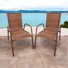 Kit 2 Cadeiras Junco Fibra Sintética Jardim Varanda Area