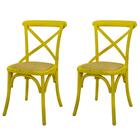 Kit 2 Cadeiras Katrina Cross Rivatti Madeira Amarela Assento
