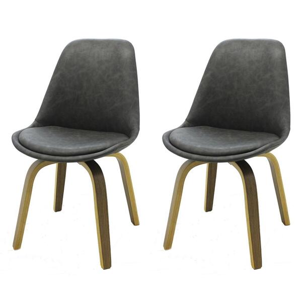 Kit 2 Cadeiras Lis Rivatti Poliuretano Cinza Escuro Base Made