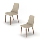 Kit 2 Cadeiras Loren Com Pés Em Madeira Maciça Natural/champa