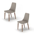 Kit 2 Cadeiras Loren Com Pés Em Madeira Maciça Natural/champa