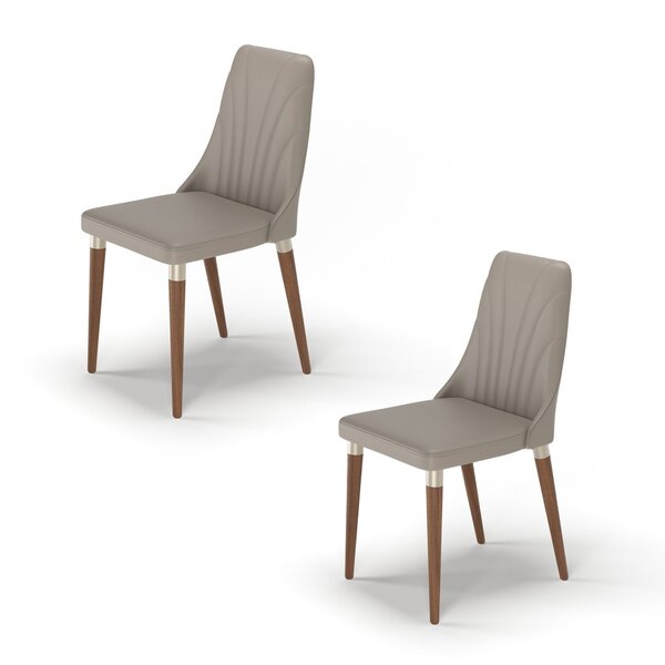 Kit 2 Cadeiras Loren Com Pés Em Madeira Maciça Natural/champa