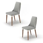 Kit 2 Cadeiras Loren Com Pés Em Madeira Maciça Natural/champa