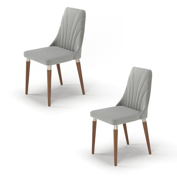 Kit 2 Cadeiras Loren Com Pés Em Madeira Maciça Natural/champa