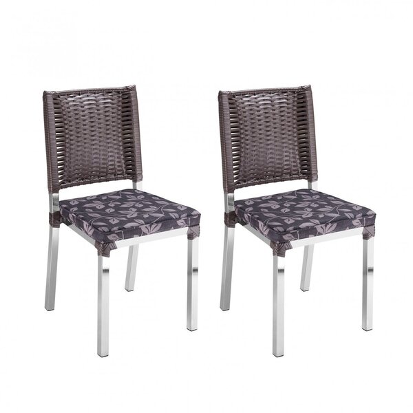 Kit 2 Cadeiras Lorenza Novabras Cromado/tabaco/floral Chumbo