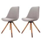 Kit 2 Cadeiras Luana Rivatti Cinza Base Giratória Em Madeira