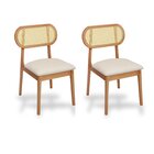 Kit 2 Cadeiras Madeira Maciça Encosto De Telinha De Rattan Li