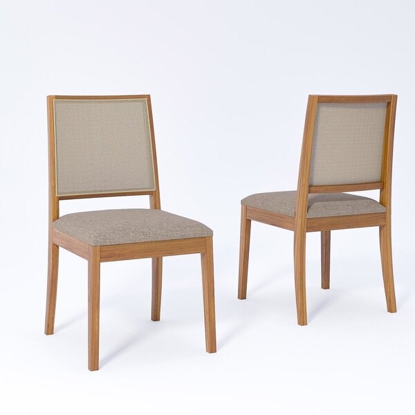 Kit 2 Cadeiras Madeira Maciça Estofada Buriti Madeira/bege