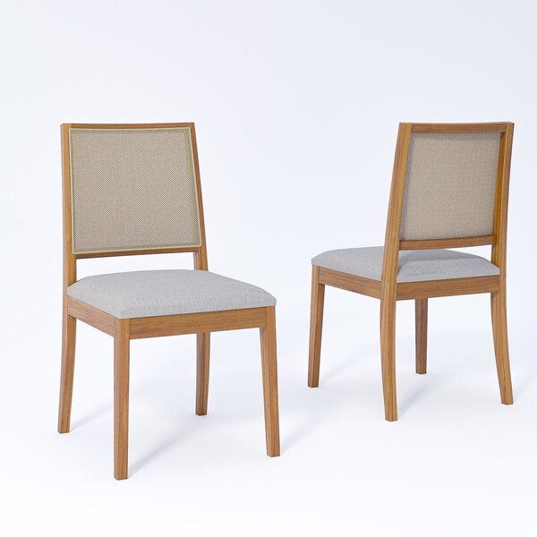 Kit 2 Cadeiras Madeira Maciça Estofada Buriti Madeira/cinza