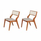 Kit 2 Cadeiras Madeira Maciça Estofada E Rattan 100% Natural
