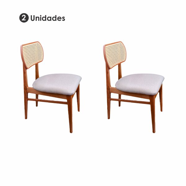 Kit 2 Cadeiras Madeira Maciça Pariz Com Ratam Castanho