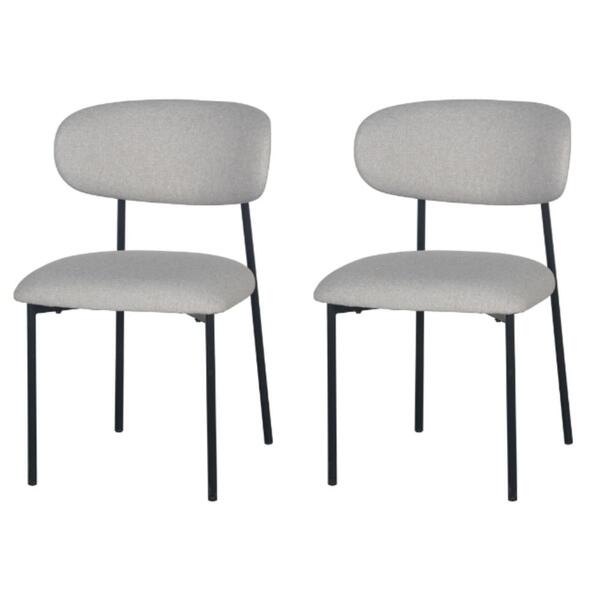 Kit 2 Cadeiras Manuela Rivatti Estofada Tecido Cinza Encosto