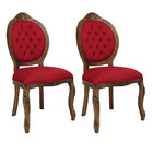 Kit 2 Cadeiras Medalhão Entalhada Imbuia Envelhecido E Vermel