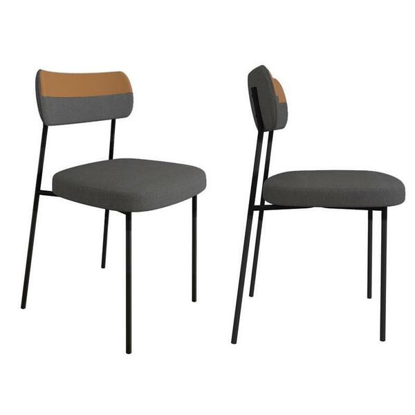 Kit 2 Cadeiras Mila Laminado Caramelo/linho Cinza - Fdecor