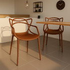 Kit 2 Cadeiras Modernas Leitura Com Encosto Marrom