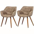 Kit 2 Cadeiras Mônica Rivatti Em Suede Marrom Vintage Estrutu