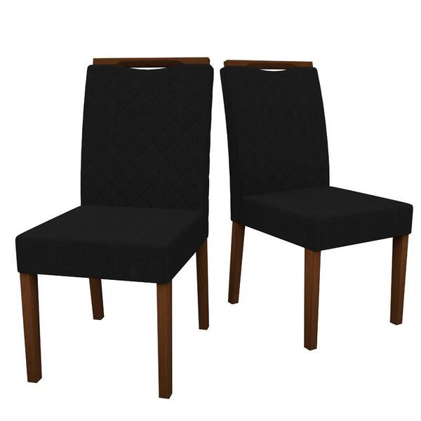 Kit 2 Cadeiras Munique Amendoa/veludo Preto - New Ceval