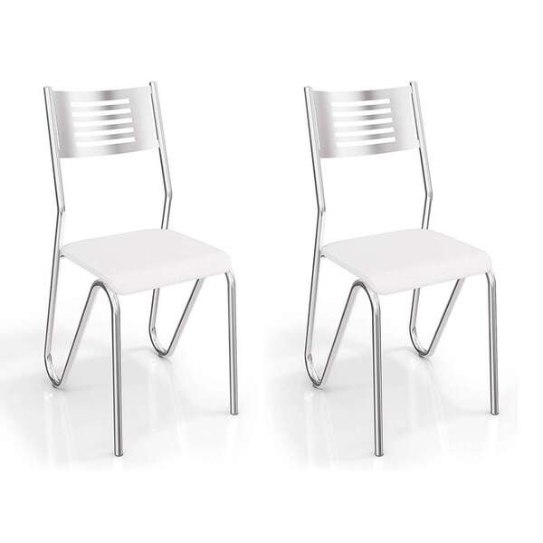 Kit 2 Cadeiras Nápolis Cromada Branco Kappesberg