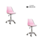 Kit 2 Cadeiras Office Com Rodizio Giratória Saarinen - Rosa