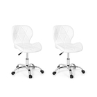 Kit 2 Cadeiras Office Eiffel Slim Base Giratória Branca