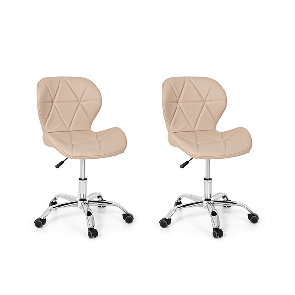 Kit 2 Cadeiras Office Eiffel Slim Base Giratória Nude