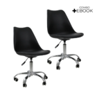 Kit 2 Cadeiras Office Oficial Cromada Giratór Saarinen Preto