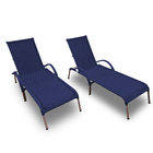 Kit 2 Cadeiras P/ Piscina E Área Externa Julia Reclinável Azul