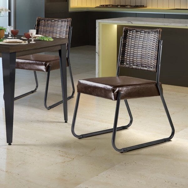 Kit 2 Cadeiras Para Cozinha Em Aço E Junco Madri Mais Decor G