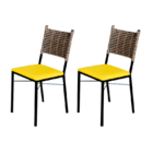 Kit 2 Cadeiras Para Cozinha Preta Ratan Cappuccino Assento Es