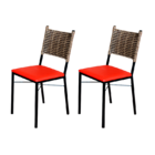 Kit 2 Cadeiras Para Cozinha Preta Ratan Cappuccino Assento Es