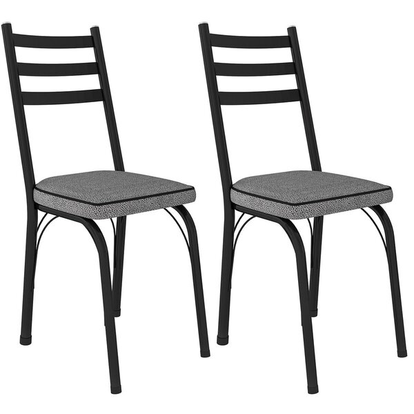 Kit 2 Cadeiras Para Cozinha Tubular D-13 Nara De Aço Preto/an
