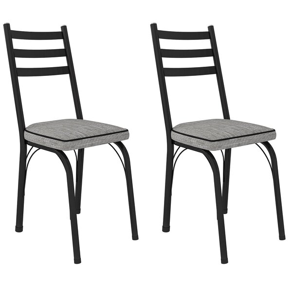 Kit 2 Cadeiras Para Cozinha Tubular D-13 Nara De Aço Preto/gr