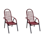 Kit 2 Cadeiras Para Quintal Area De Lazer Vermelho Adulto Luxo