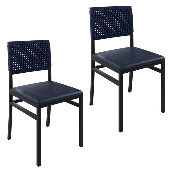 Kit 2 Cadeiras Para Sala De Jantar Com Encosto Em Corda Náuti