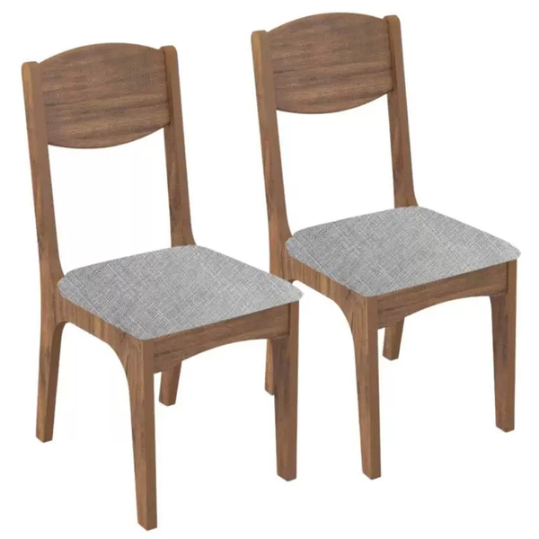 Kit 2 Cadeiras Para Sala De Jantar Mdf Assento Estofado Nancy