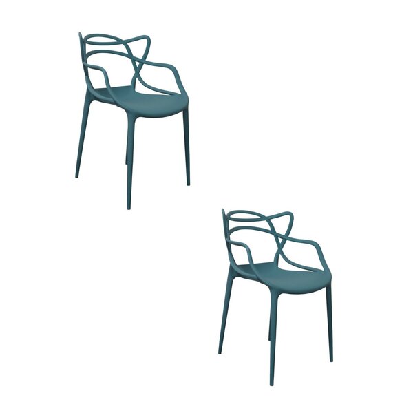 Kit 2 Cadeiras Polipropileno Alegra Espresso Móveis Verde Java