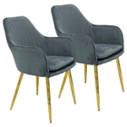 Kit 2 Cadeiras Poltrona Lines Base Dourada Recepção Sala Deco