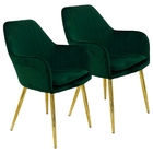 Kit 2 Cadeiras Poltrona Lines Base Dourada Recepção Sala Deco