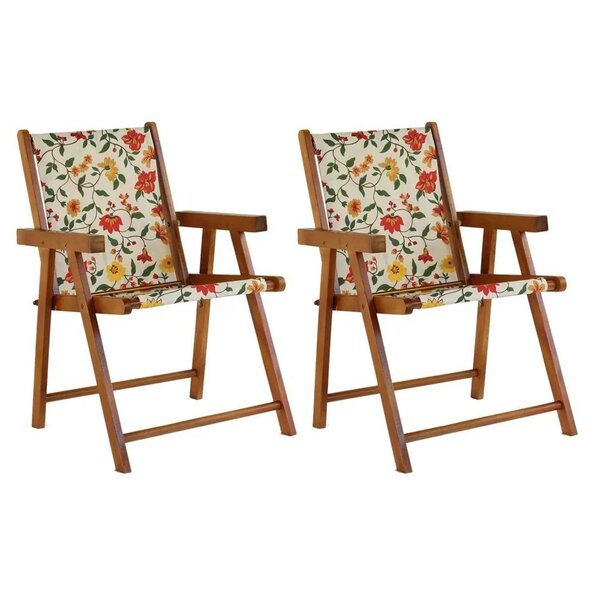 Kit 2 Cadeiras Praia Dobrável Em Madeira Maciça Envernizada C