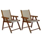 Kit 2 Cadeiras Praia Dobrável Em Madeira Maciça Envernizada C