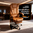Kit 2 Cadeiras Presidente Ergonômica Apoio Para Pés - Marrom