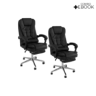Kit 2 Cadeiras Presidente Ergonômica Apoio Para Pés - Preto