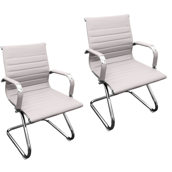 Kit 2 Cadeiras Presidente Esteirinha Baixa Com Base Fixa Preto