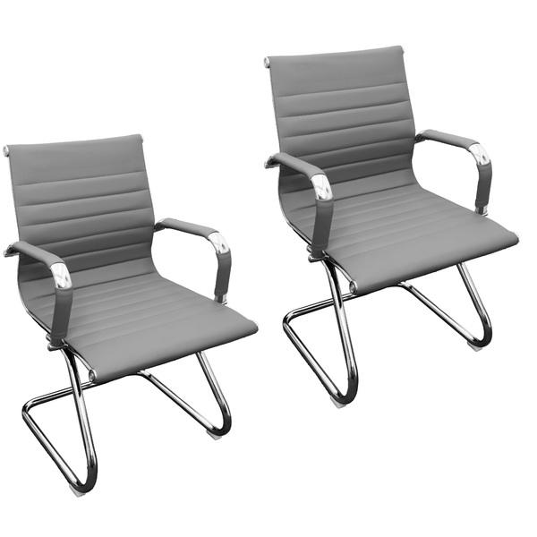 Kit 2 Cadeiras Presidente Esteirinha Baixa Com Base Fixa Preto