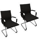 Kit 2 Cadeiras Presidente Esteirinha Baixa Com Base Fixa Preto