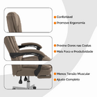 Kit 2 Cadeiras Presidente Oficial Ergonômica Apoio Para Pés -