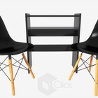 Kit 2 Cadeiras Preta Eames Eiffel + Manicure De Mesa Preta