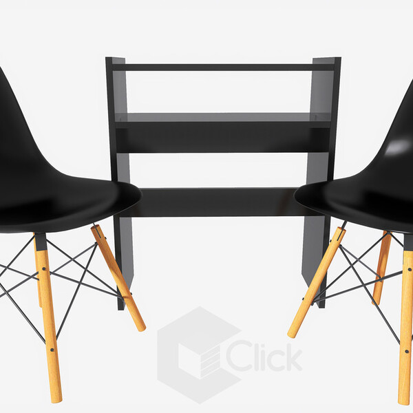 Kit 2 Cadeiras Preta Eames Eiffel + Manicure De Mesa Preta